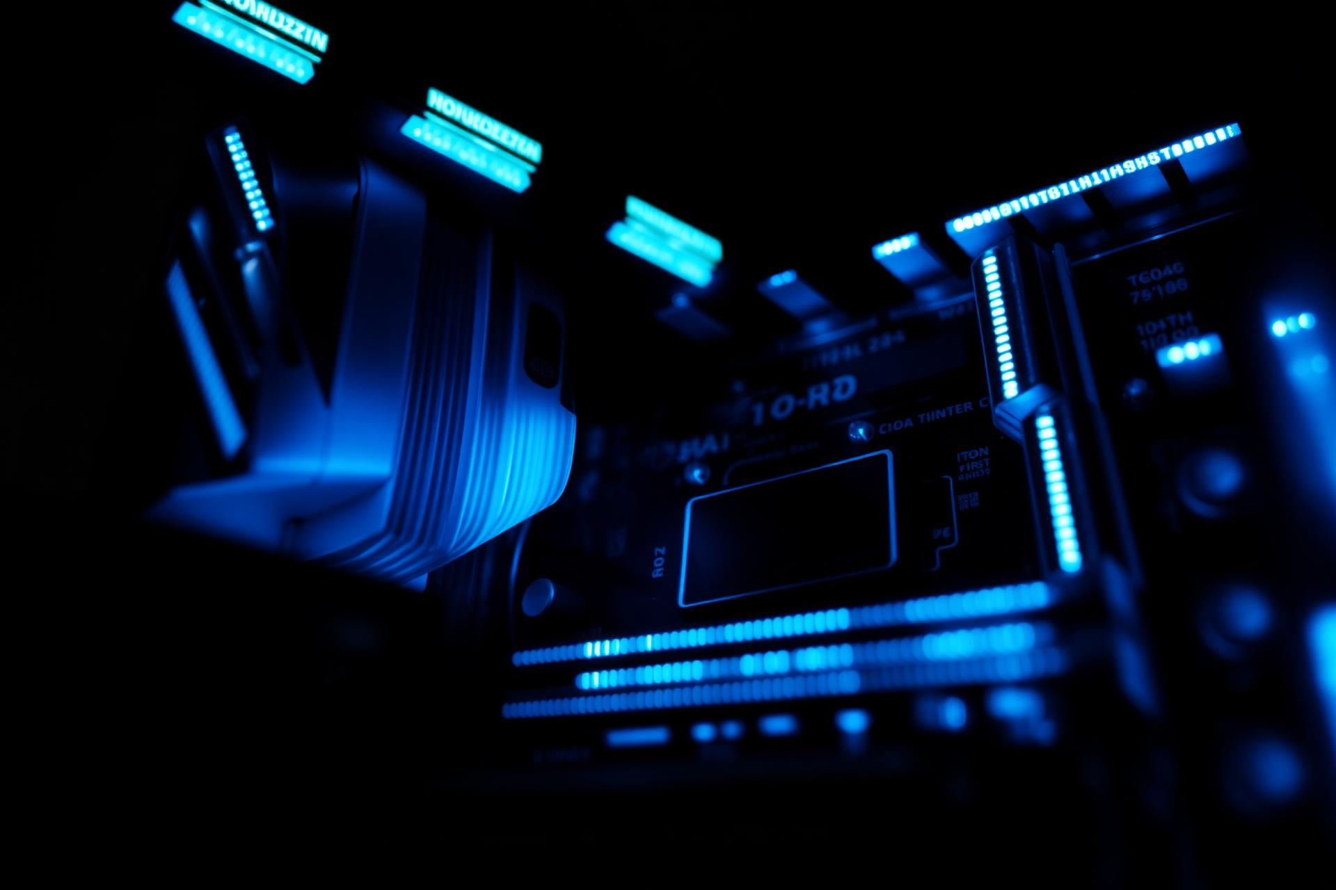 Motherboard with blue LED lighting
